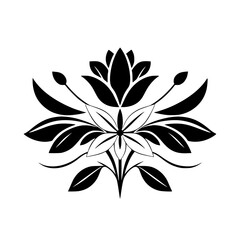 Elegant Black and White Floral Design: Botanical Illustration, Nature-inspired, Stylish Flower Pattern for Decor