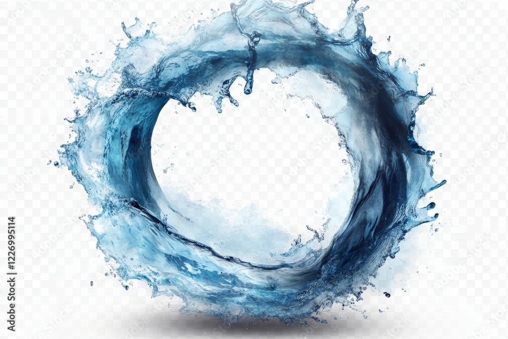 Poster Dynamic water splash creating a circular pattern in an artistic representation of fluid movement and energy