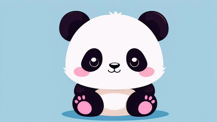 Obraz premium Flat style chubby panda, cute bear, funny animal
