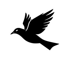 Majestic Bird in Flight: A Black and White Silhouette Representing Peace, Freedom, and Hope