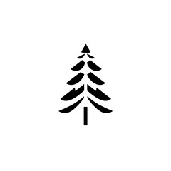 Geometric Pine Tree: Minimalist Black and White Nature Icon. Perfect for logo, emblem, or holiday design.