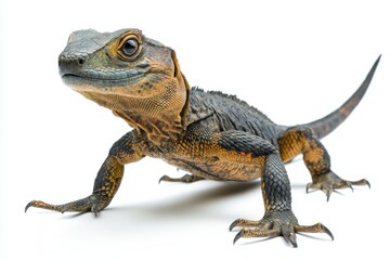 Obraz premium Close-up of a spiny lizard on white background