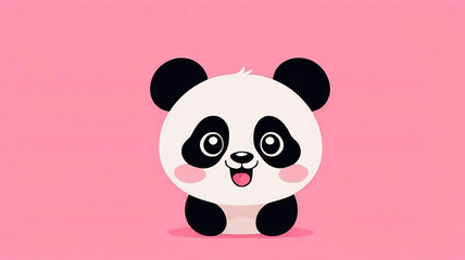 Naklejka premium Funny panda in pink background, cute bear, funny animal