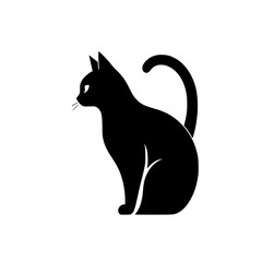 Elegant Black Cat Silhouette: A Vector Graphic of a Graceful Feline. Perfect for pet lovers, design projects, and adding a touch of mystery to your work.