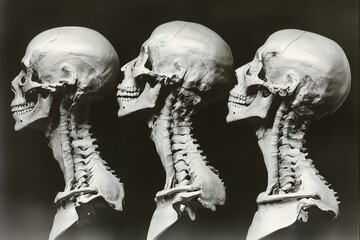 Multiple views of human skulls highlighting anatomical features and structure