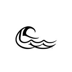 Obraz premium Abstract Ocean Wave: Minimalist Black and White Vector Graphic Design. Perfect for logos, branding, and artistic projects.