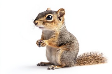 Fototapeta premium Adorable young squirrel posing on white background.