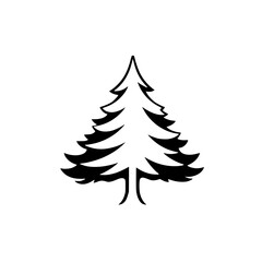 Elegant Pine Tree Vector Illustration: Simple Nature Icon for Christmas, Winter Designs