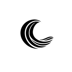 Obraz premium Abstract Wave Logo: Minimalist Black and White Vector Icon Design