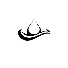 Abstract Water Drop and Wave Logo Design: Minimalist Black and White Icon