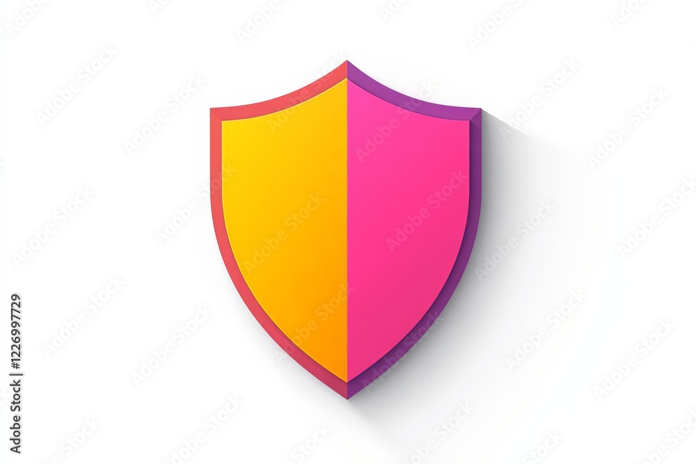 Poster colorful shield design with gradient effects showcasing modern graphic style