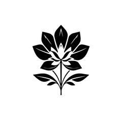 Monochrome Floral Design: Elegant Black and White Flower Illustration, Botanical Graphic, Simple Plant Art, Minimalist Vector, Nature Symbol