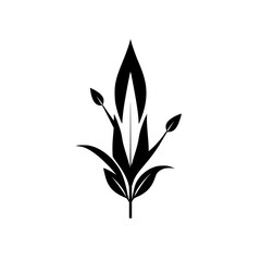 Elegant Black and White Floral Design: Minimalist Botanical Illustration, Nature-Inspired Vector Graphic, Simple Plant Silhouette, Decorative Pattern Element