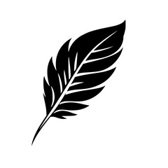 Obraz premium Black Feather Silhouette: Elegant Nature Vector Graphic. Simple, Minimalist Bird Feather Design, Perfect for Logos, Prints, and Decorations.
