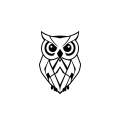 Geometric Owl: Abstract Animal Vector Illustration, Black and White Minimalist Design, Perfect for Logo or Graphic