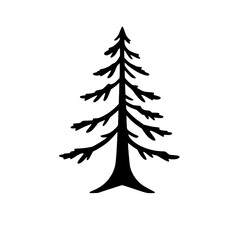 Elegant Black and White Pine Tree Silhouette: Nature Inspired Minimalist Design