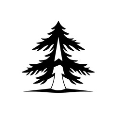 Obraz premium Majestic Evergreen: A Black and White Pine Tree Illustration