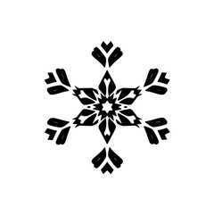 Elegant Black Snowflake: Geometric Winter Design, Abstract Pattern, Holiday Symbol, Graphic Resource