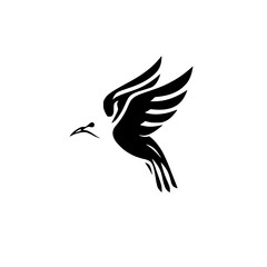 Elegant Bird Silhouette: A Stunning Vector Graphic of a Bird in Flight. Perfect for logo, design, or art projects.