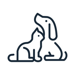vector abstract line art dog and cat animal logo
