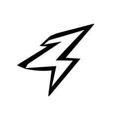 Dynamic Lightning Bolt Graphic: Black and White Vector Icon, Simple Energy Symbol