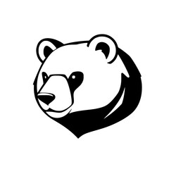 Panda Bear Head: Black and White Animal Vector Icon. Perfect for logos, branding, and graphic design projects.  Cute, endangered wildlife illustration.