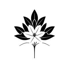 Monochrome Floral Design: Elegant Black and White Flower Illustration.  Simple Botanical Art, Minimalist Plant Vector Graphic for Decor.