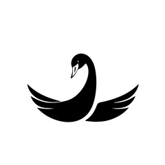 Obraz premium Elegant Black Swan: Graceful Bird Silhouette, Perfect for Nature, Wildlife, and Logo Designs