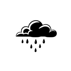 Rainy Day: A Black and White Illustration of a Cloud and Rain. Perfect for weather apps, blogs, or educational resources.