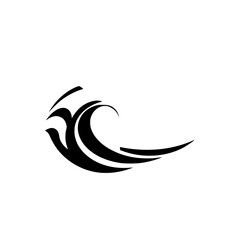 Abstract Wave Design: Minimalist Black and White Vector Graphic. Perfect for logos, branding, and decorative elements.  Stylish and elegant, this simple shape adds a modern touch to any project.
