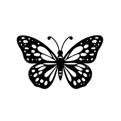 Elegant Black and White Butterfly: Nature Inspired Vector Graphic