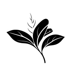 Elegant Black and White Botanical Leaf Illustration: Minimalist Floral Design, Nature-Inspired Graphic, Simple Plant Silhouette