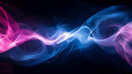 Obraz premium digital wave pattern with flowing lines of light resembling an AI-powered algorithm, featuring deep blue and electric pink hues, creating a sense of movement and innovation 