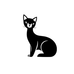 Elegant Black Cat Silhouette: A Minimalist Vector Illustration