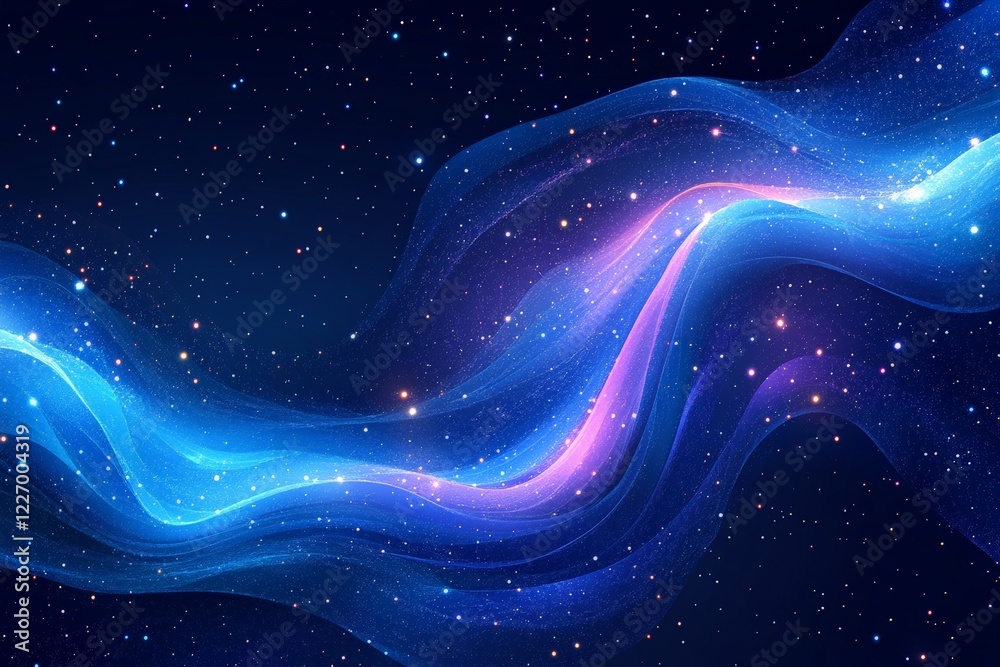 Poster swirling cosmic colors create a stunning display in the night sky filled with stars and ethereal lig