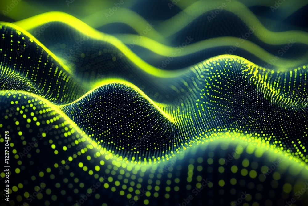 Aufkleber Colorful wave patterns created by digital particles in a futuristic abstract design