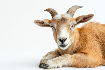 Obraz premium Adorable young goat resting peacefully.