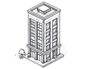 Isometric Drawing Of A Modern Multistory Building