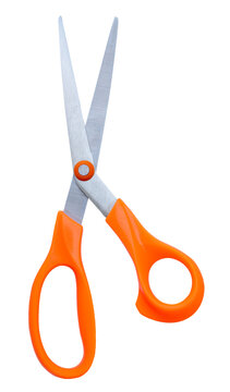 orange scissors open on white clip art preview