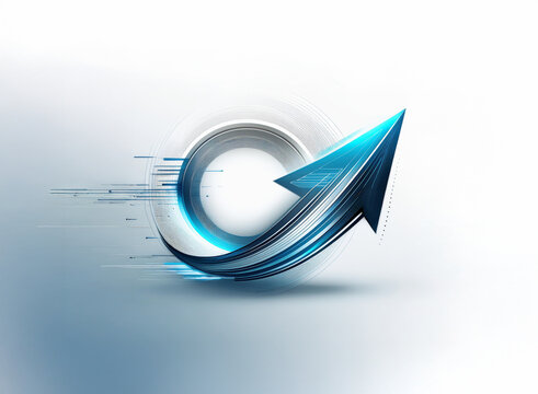 Abstract logo featuring a sleek, blue arrow curving around a circular element, suggesting growth and speed.  Motion blur effect adds dynamism.