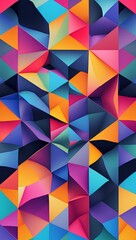 Obraz premium A stunning modern abstract geometric pattern featuring a vibrant combination of colors, intricate symmetrical shapes, and dynamic composition