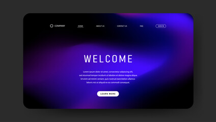 Fototapeta premium Abstract wave futuristic design of landing page. fluid gradient dark concept website design 