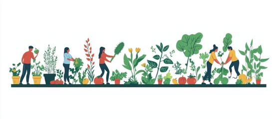 Obraz premium Eco-Friendly Urban Rooftop Garden Illustration with Sustainable Living Elements