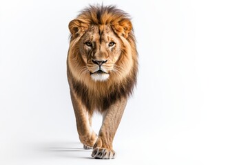 Fototapeta premium Majestic Male Lion Walking Towards the Camera