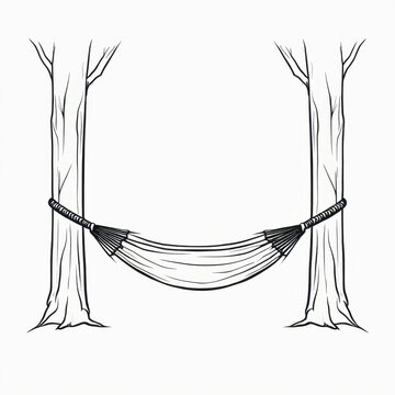 black and white hammock between trees clip art preview