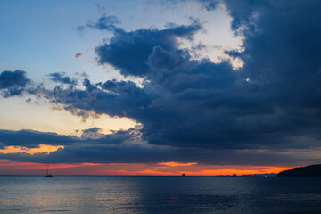 Sunset on Ao Nang beach in Krabi Thailand