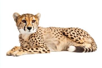 Cheetah resting on white background