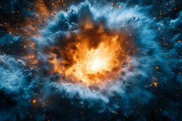 Stunning explosion in deep space showcasing vibrant colors and swirling gases captured in a cosmic display of energy