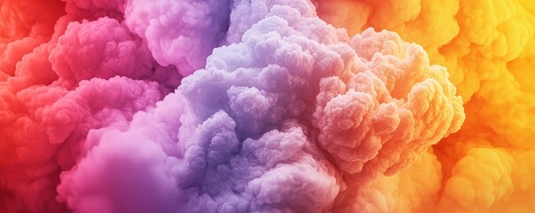 Obraz premium A vibrant swirl of colorful clouds in shades of pink, purple, and orange, creating a dreamy and surreal atmosphere.