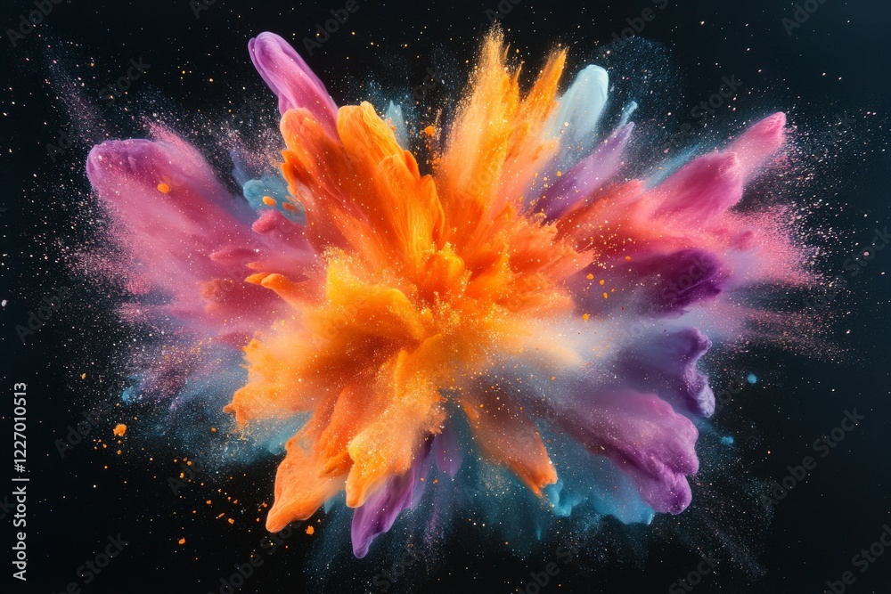 Aufkleber vibrant explosion of colored powder creating a stunning visual display against a dark background